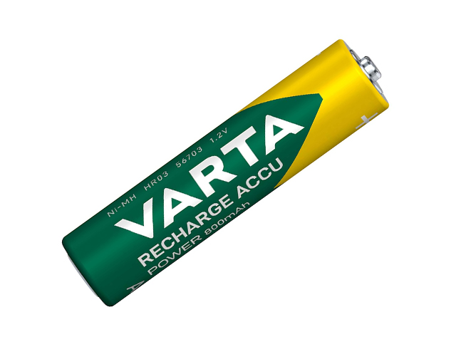 NIMH 1.2V, 800mA, AAA, R03, Micro, Mini Penlite Ø10.5x44,5mm