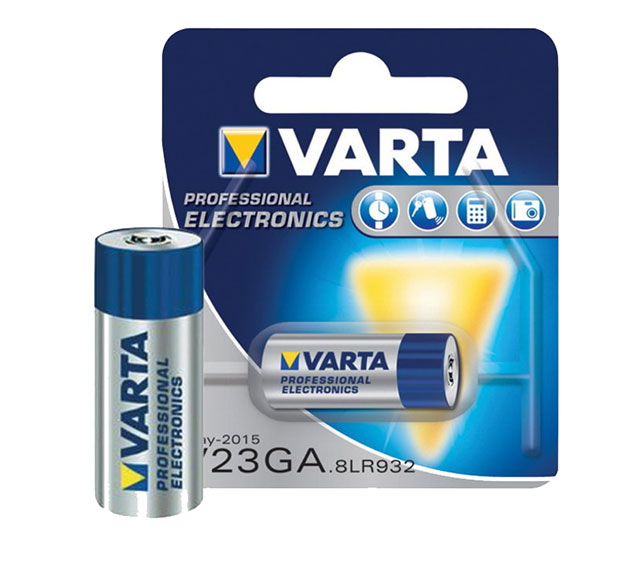 V23GA, Alkaline.12 V. bat  Ø10.6X28.5H, oa:GP23A, L23A, MN21