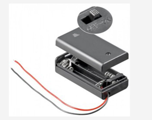 Batterijhouder 2x Penlight (AA) met 15cm kabel - gesloten kast.