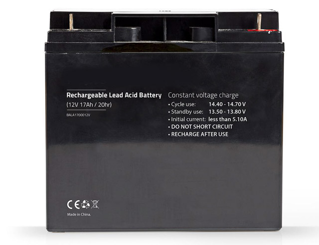 Lead battery 12V, 17Ah, dim:(LxWxH) 167x181x77mm