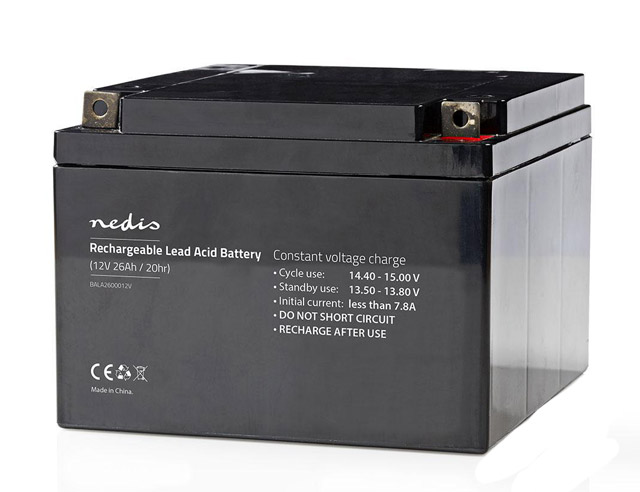 Lead battery 12Volt, 26Ah, dim. (LWH) 166.5x175x125mm