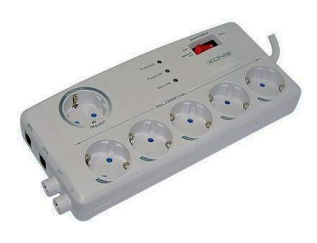 Contactdoos Master/slave 6 voudig met overspanningbeveiliging