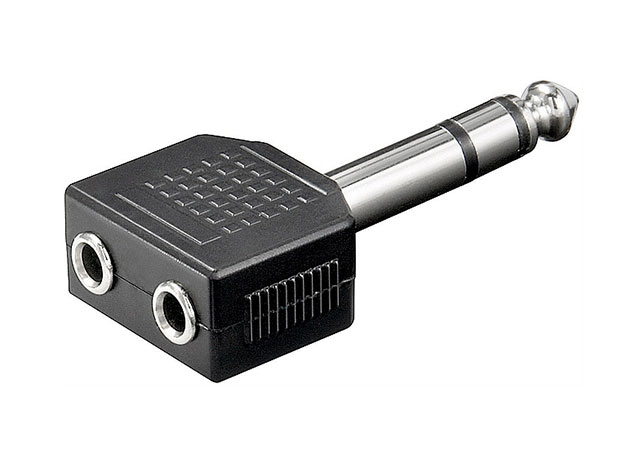 Male 6,3mm stereo jack - 2x female 3,5mm stereo jack