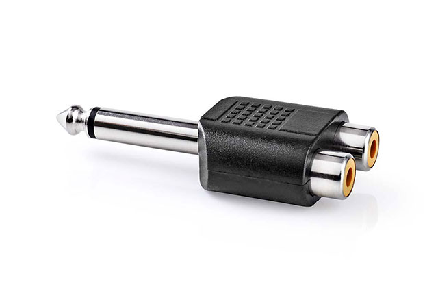 6.35mm mono steker - 2x tulp kontra steker