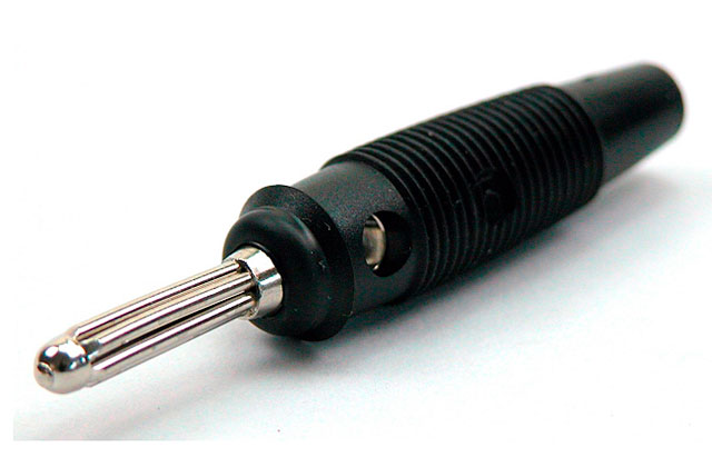 Banaansteker ø4mm met dwarsgat - zwart - Hirschmann 930 726 100