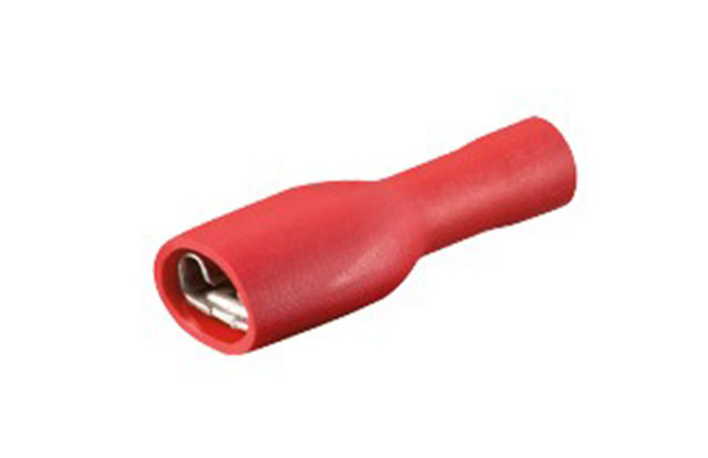 Kabelschoen vlaksteker bus 6,3mm rood geisol. Female