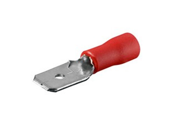 Kabelschoen vlaksteker pen 6,3x0,8mm Rood Male