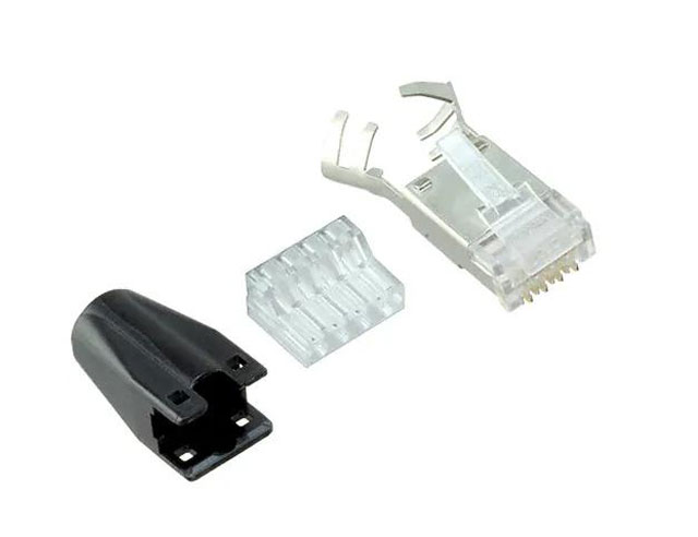 RJ-45 CAT6 plug shielded with wire guide and tulle