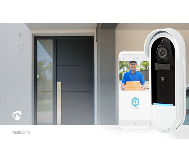 Wi-Fi Smart Video doorbell control via App. Battery powered