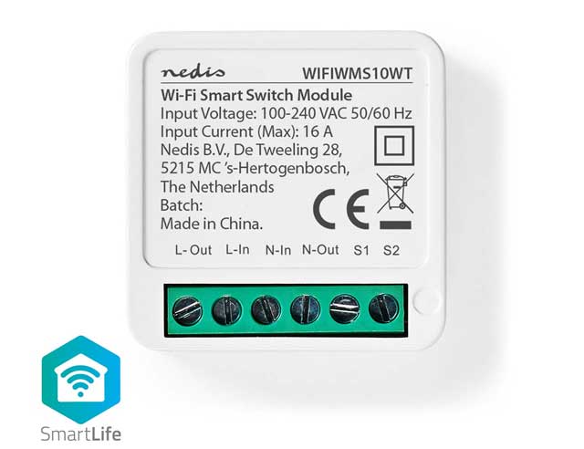 Wi-Fi Stroomschakelaar, In-Line, Output 220V 16A
