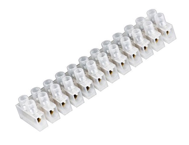Plastic terminal strip 2.5 mm White p/strip