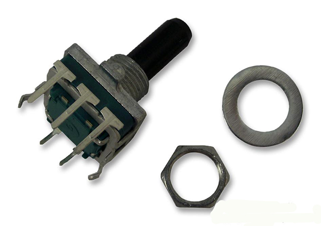 Incremental Rotary Encoder,100 rpm, 24 Detents, 24 Pulses, Pusch