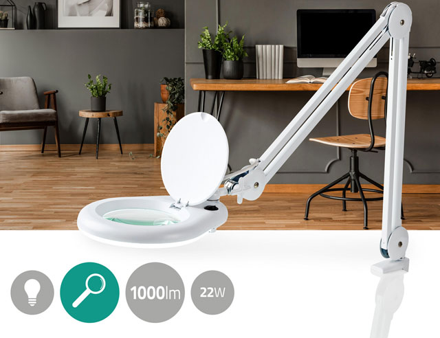 Tafel loeplamp met 3 diopter precisielens. 9Watt wit