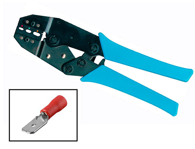 Kabelschoen ratelkrimptang voor geisoleerde connectors