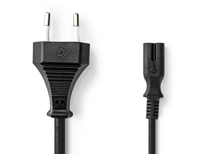 220V euro stroomkabel 1mtr met achtje 2x0,75mm²