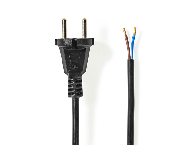 Stofzuiger snoer 7mtr  2 x0.75mm 250v 2.5Amp zwart
