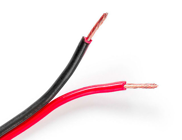 Luidsprekersnoer 2x0,50mm² - rood/zwart p/mtr