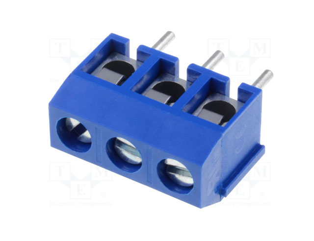 Printkroonsteen 3 voudig aanrijgbaar, penafstand 5.08mm.