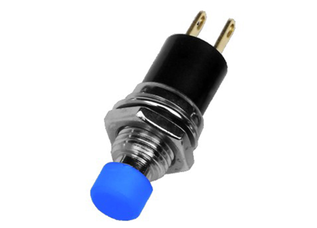 Drukschakelaar miniatuur maak gat ø7mm  soldeer blauw 125V 1A