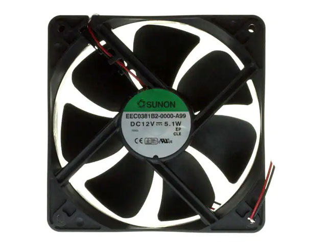 Ventilator 120x120x38mm 12Vdc 44dBA 197m³ dubbelkogellager Sunon